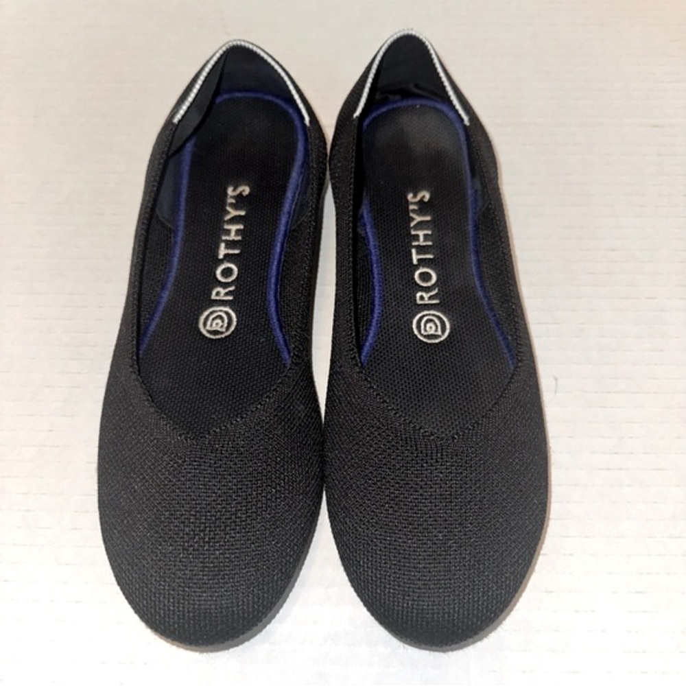 ROTHY’S Round Toe Fabric Ballet Flats White Heel Accent Size 8W